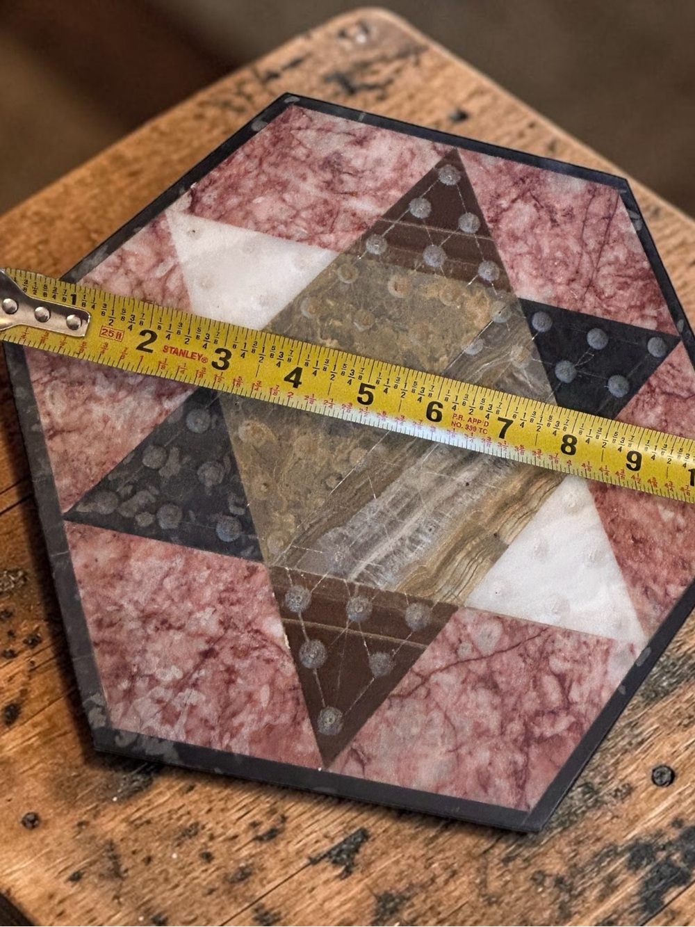 Marble Onyx Inlay Hexagon Chinese Checkerboard - vintage estate